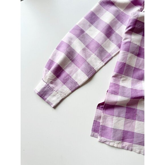 Vintage SILKLAND Purple White Silk Buffalo Check Button Down Shirt, Size M - Picture 9 of 12